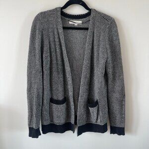 Women's Black & White Knit Cardigan Blazer